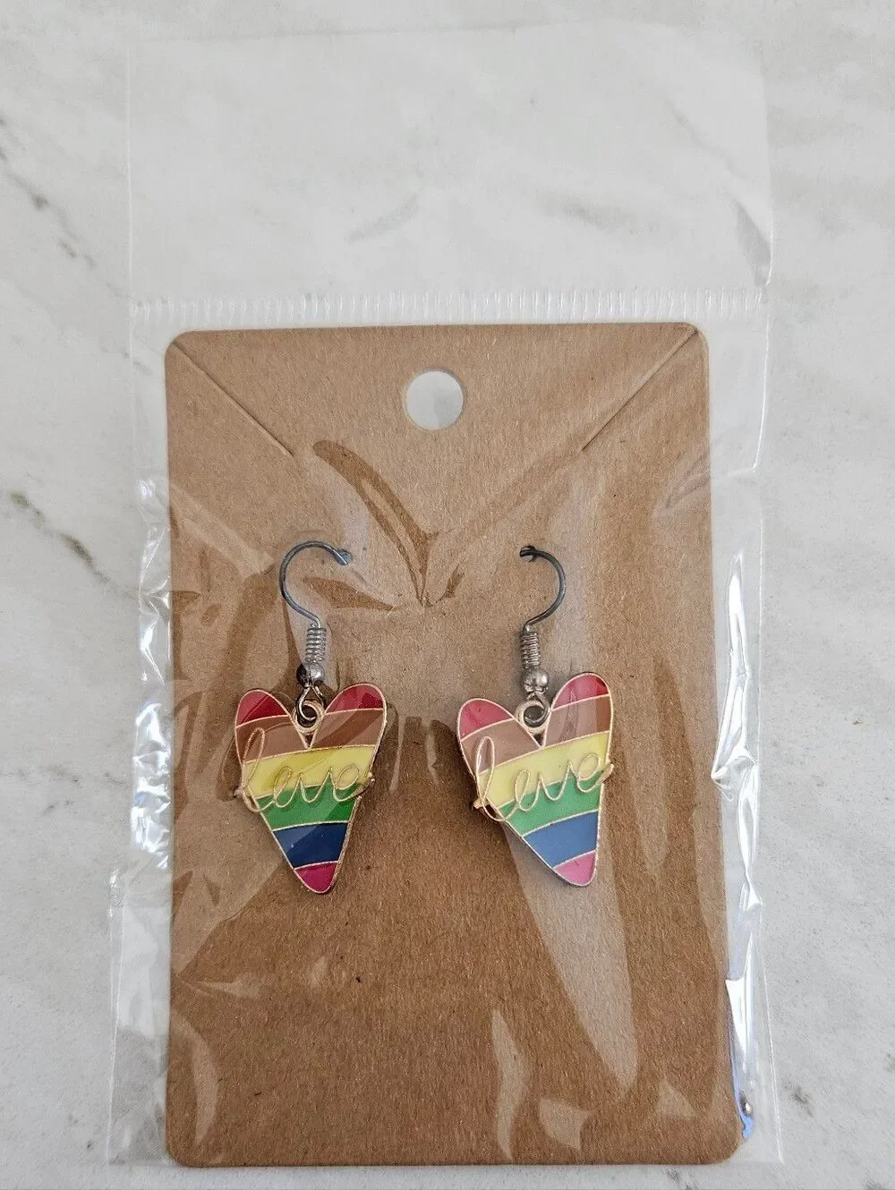 Rainbow Heart 'Love' Earrings